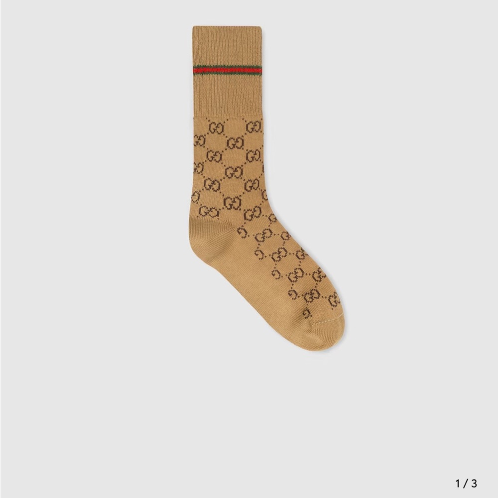 Gucci Beige GG Logo Socks